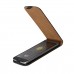 LG G5 - Genuine Leather Up Down Flip Protective Phone Cover Case - Black